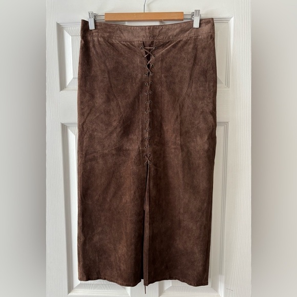 Vintage Genuine Suede Leather High Waisted Skirt - Picture 2 of 6